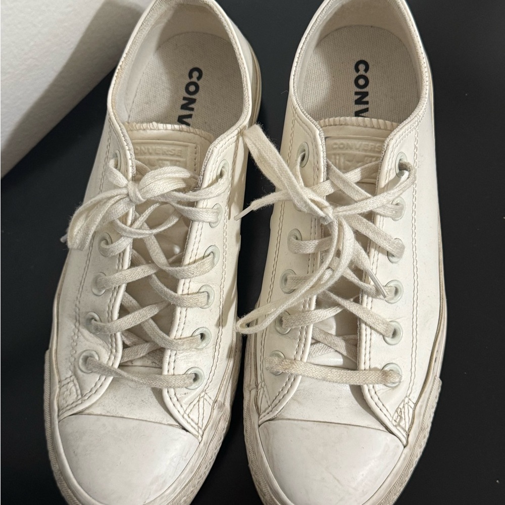 Converse white platform leather